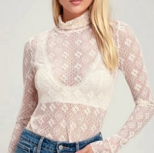 Free People sheer lace long sleeve